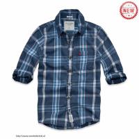 heren abercrombie fitch plaid lang overhemd moose logo koningsblauw wit Outlet Amsterdam wayeo959